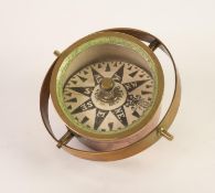 G. PRESTON, LONDON, BRASS AND COPPER COMPASS, 4in (10.1cm) diameter, on gimbal frame