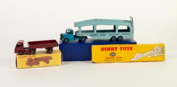 DINKY TOYS PULLMORE CAR TRANSPORTER No. 582 playworn, in REPRODUCTION DARK BLUE BOX,  with end