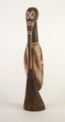 1960s AUSTRALIAN NORTHERN TERRITORY ABORIGINAL CARVED AND DECORATED STYLIZED WOODEN LONG-BILLED