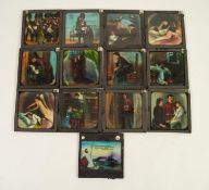 SET OF 12 EARLY TWENTIETH CENTURY COLOUR LANTERN SLIDES 'Father Joins the Army' shows marching