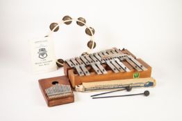 NEW ERA TWO-TIER WOOD CASED XYLOPHONE with metal keys; a BOXED SHOTT'S DESCANT RECORDER in C;