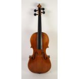 EARLY 20th CENTURY VIOLON, probably Mirecourt, with 14 1/4in (36cm) two piece back, in old