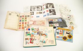 THE XLCR SMALL POSTAGE STAMP ALBUM AND SMALL STOCK BOOK OF MAINLY USED MID TWENTIETH CENTURY AND
