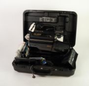 HITACHI VIDEO CAMERA/ RECORDER VM-600E in formed hard plastic case with two battery packs, charger/