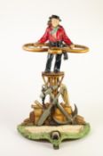 19th CENTURY MARITIME PAINTED CAST IRON STICKSTAND by ALFRED CORNEAU, Charleville, France,