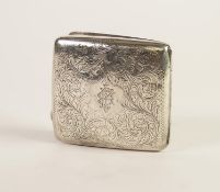 EARLY TWENTIETH CENTURY POCKET CIGARETTE CASE, oblong with hollowed with foliate scroll engraved