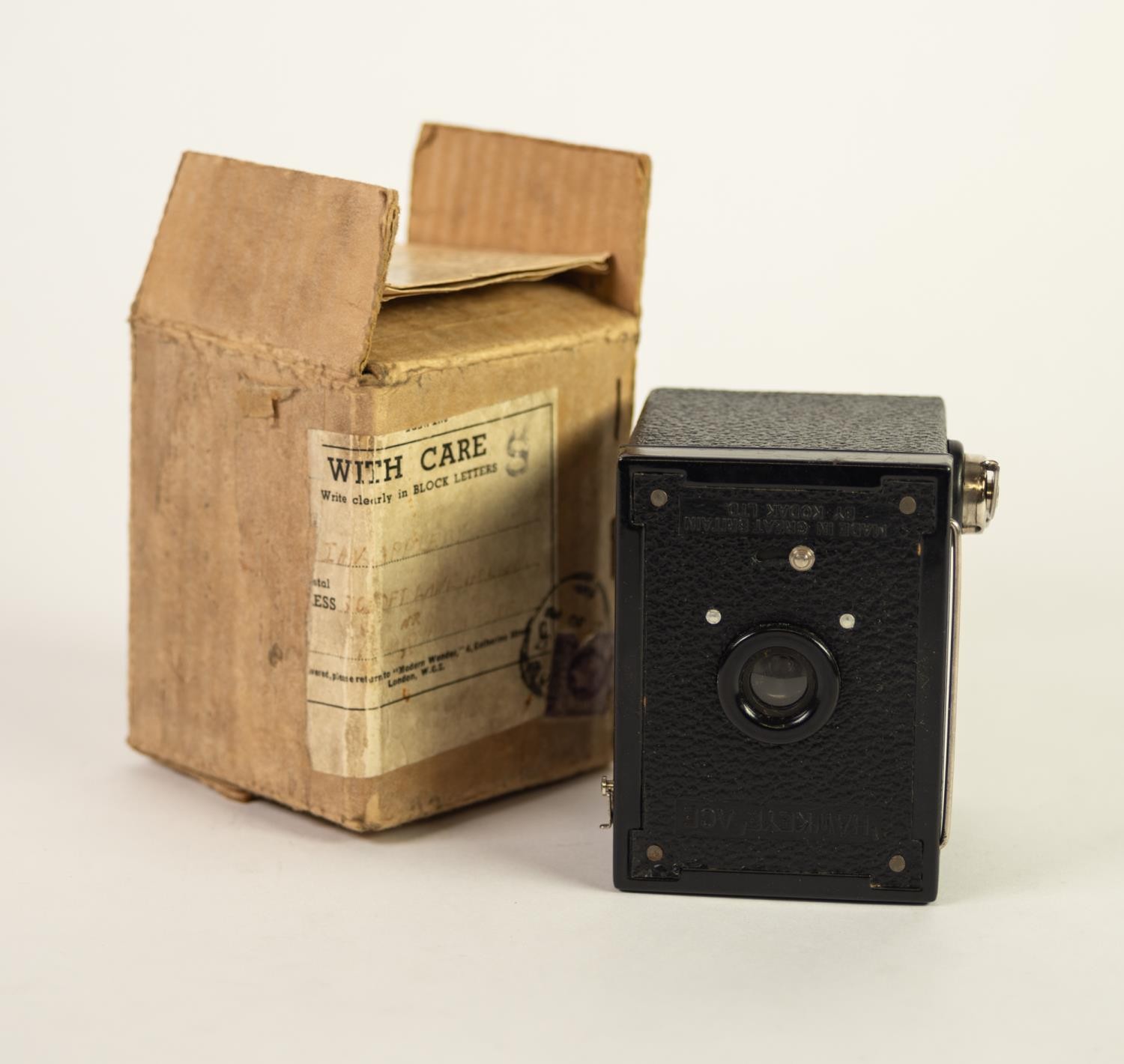 KODAK 'HAWKEYE' ACE BOX CAMERA, circa 1937, for Kodak Verichrome 127 roll film, in original postal