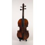 19th CENTURY ITALIAN VIOLIN having 14 3/16in (38.5cm) long one piece back and with twin purfling
