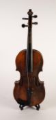 19th CENTURY ITALIAN VIOLIN having 14 3/16in (38.5cm) long one piece back and with twin purfling