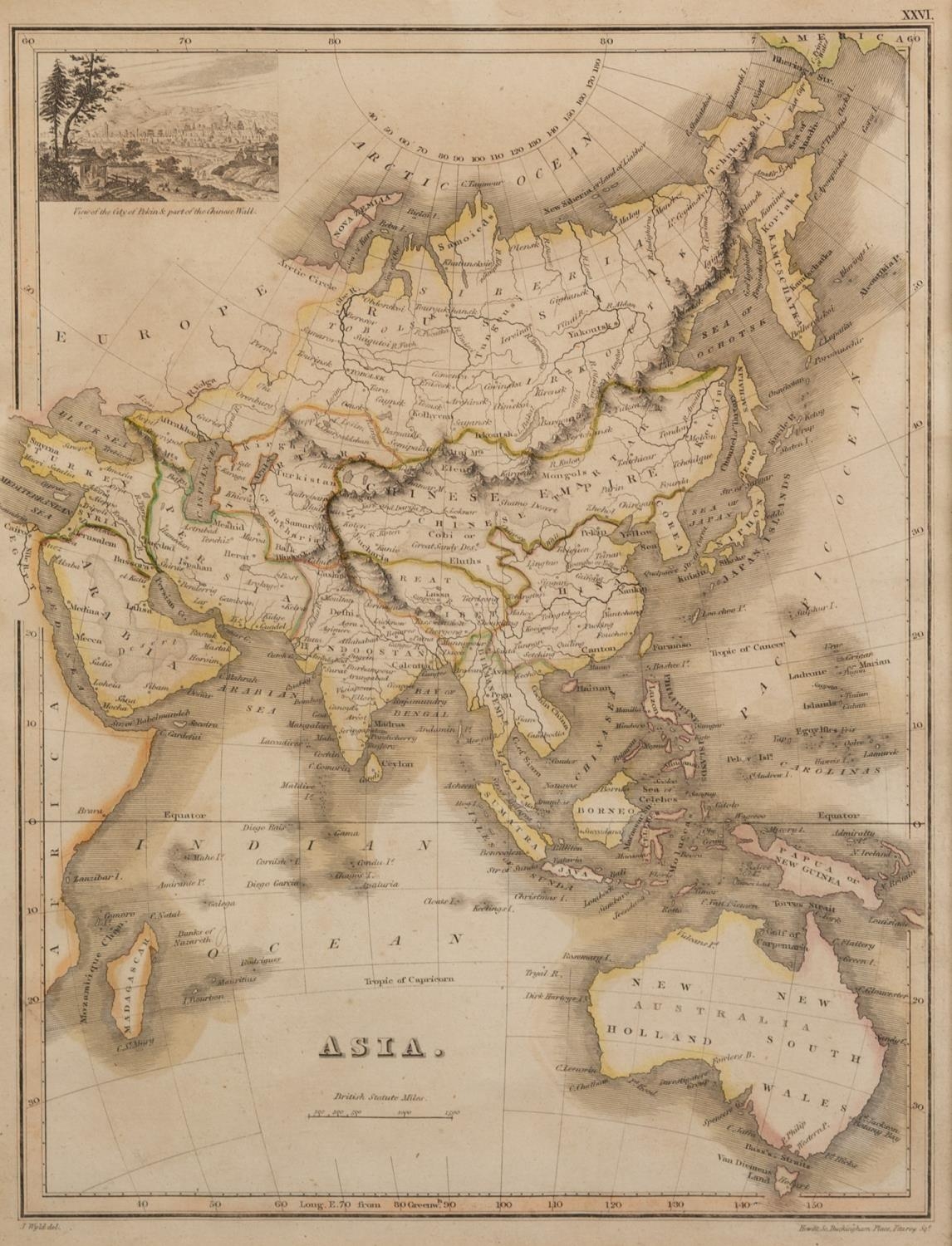 THREE NINETEENTH CENTURY HAND COLOURED MAPS: ?ASIA?, with ?View of the City of Pekin & Part of the - Image 5 of 6