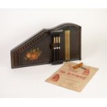 MID 20th CENTURY WEST GERMAN AUTOHARP with ebonised wood case having rose printed decoration,