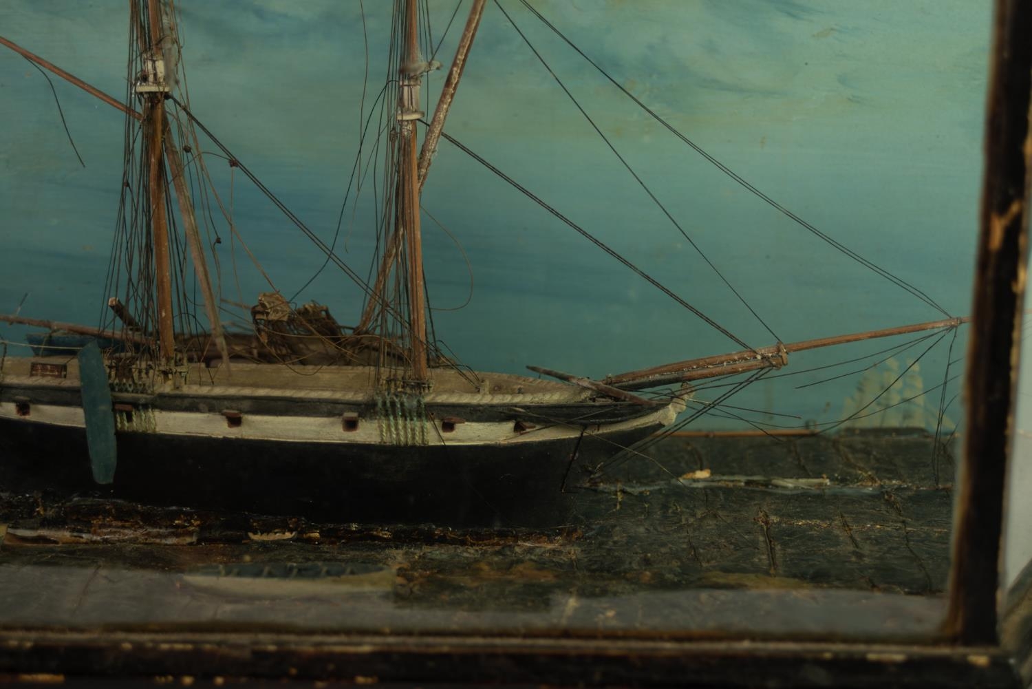 VICTORIAN WOODEN SHIP MODEL, DATED 1888 AND INITIALED A.H., the two-masted schooner under bare poles - Image 3 of 3