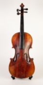 FRENCH, LATE 19th CENTURY UNBRANDED VIOLIN with two piece 14 1/4in (36.2cm) back, in TEXTURED