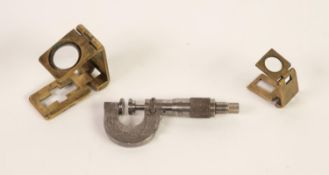 CASARTELLI, MANCHESTER SMALL BRASS FOLDING FIELD MICROSCOPE; ANOTHER SMALLER FIELD MICROSCOPE and