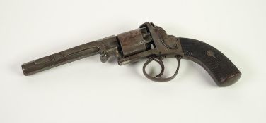 19th Century FIVE-SHOT BLACK POWDER UNMARKED, BUT PROBABLY, WEBLEY SELF-COCKING PERCUSSION REVOLVER,