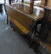 20TH CENTURY OAK OVAL GATE LEG DINING TABLE, ON SPIRAL SUPPORTS