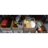 QUANTITY OF KITCHENWARES; PICTURES; HANDBAGS; PLASTIC CONTAINERS (CONTENTS OF FOUR BOXES)