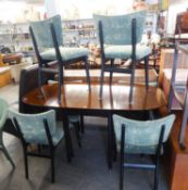 TAY BROS. FURNITURE, 1959 TEAK DINING ROOM SUITE, VIZ A SIDEBOARD, A FALL-LEAF DINING TABLE AND