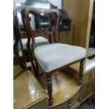 VICTORIAN ROSEWOOD SINGLE CHAIR, WITH BALLOON BACK HAVING CARVED LADDER RAIL
