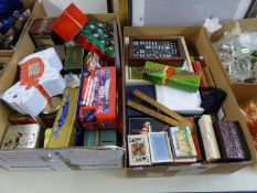 VARIOUS GAMES TO INCLUDE; SCRABBLE, DOMINOES, VARIOUS PACKS OF PLAYING CARDS, YATZEE, CHESS (