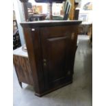 19th CENTURY OAK CORNER CUPBOARD WITH FIELDED PANEL DOOR, 46in (117cm) HIGH