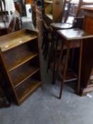 AN EARLY 20TH CENTURY TALL TWO TIER JARDINIÈRE STAND, ON SPLAYED STRAIGHT LEGS; AN EARLY 20TH