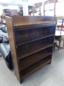 AN EARLY TWENTIETH CENTURY LIBERTY AND CO. LABELLED OAK OPEN BOOKCASE