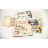 THE XLCR SMALL POSTAGE STAMP ALBUM AND SMALL STOCK BOOK OF MAINLY USED MID TWENTIETH CENTURY AND