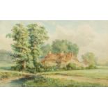 M. GROUSE (early 20th Century) WATERCOLOUR DRAWING A county scene with thatched cottage Signed lower