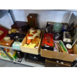 AN OAK OBLONG BOX, ORIENTAL BOX AND 9 OTHER VARIOUS BOXES, RED TELEPHONE ORNAMENT, MATCHBOX CAR (