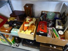 AN OAK OBLONG BOX, ORIENTAL BOX AND 9 OTHER VARIOUS BOXES, RED TELEPHONE ORNAMENT, MATCHBOX CAR (