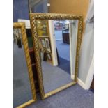 MODERN BEVEL EDGED GILT FRAMED WALL MIRROR (118.5cm x 73cm)