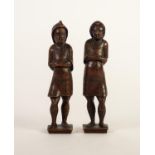PAIR OF LATE 19th CENTURY EUROPEAN CARVED SOFT WOOD FIGURAL FURNITURE MOUNTS/CARYATIDS, both in same