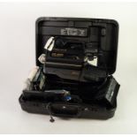 HITACHI VIDEO CAMERA/ RECORDER VM-600E in formed hard plastic case with two battery packs, charger/