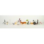 APPROX 45 MURANO GLASS AND OTHER MINIATURE ANIMAL AND BIRD FIGURES, the largest being an amber glass