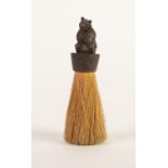 19th CENTURY CRUMB BRUSH with Black Forest carved softwood handle in the form of a seated bear, 2