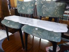 WHITE AND GREY SHAPED MARBLE TOP FORMERLY OFF A CABINET