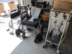 KARMA SIDE-FOLDING WHEELCHAIR AND A ZIMMER FRAME, A ROMA WHEELCHAIR AND A THREE WHEEL WALKER (4)