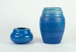 PILKINGTONS MOTTLED BLUE MATT GLAZED POTTERY VASE, of compressed form, 3 ½? (9cm) high (no shape