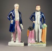 NINETEENTH CENTURY STAFFORDSHIRE POTTERY FIGURE, ?WELLINGTON?, together with a SIMILAR, LATER