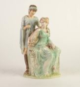 WEDGWOOD POTTERY GROUP 'ADORATION' FROM THE CLASSICAL COLLECTION, lady seated on a marble plinth