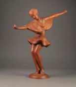 GOLDSCHEIDER TERRACOTTA FIGURE, ?HARMONY?, modelled as a young female dancer in stylised pose, on