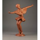 GOLDSCHEIDER TERRACOTTA FIGURE, ?HARMONY?, modelled as a young female dancer in stylised pose, on