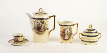 TWELVE PIECE CZECHOSLOVAKIAN PORCELAIN PART COFFEE SERVICE, NOW SUITABLE FOR FOUR PERSONS, printed