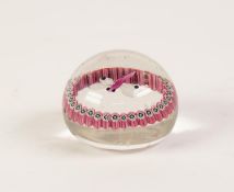 PERTHSHIRE ?DRAGONFLY? PATTERN GLASS PAPERWEIGHT, of typical form, the inclusion in pink with