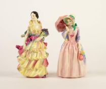 TWO ROYAL DOULTON CHINA FIGURES, ?PAMELA, HN1469, and ?MISS DEMURE?, HN 1402, 8? (20.3cm) high,