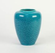 PILKINGTONS BLUE CURDLED OPALESCENT GLAZED POTTERY VASE, of ovoid form, 6 ¼? (16cm) high,