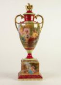 EARLY TWENTIETH CENTURY TWO HANDLED ?VIENNA? PORCELAIN VASE, of typical form with eagle pattern