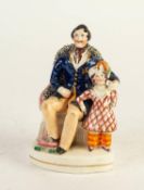 NINETEENTH CENTURY STAFFORDSHIRE GROUP OF PRINCE ALBERT AND ONE OF HIS DAUGHTERS, painted in colours