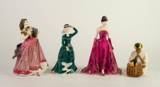 MODERN ROYAL WORCESTER LIMITED EDITION CHINA FIGURE OF AUDREY HEPBURN, together with THREE OTHER